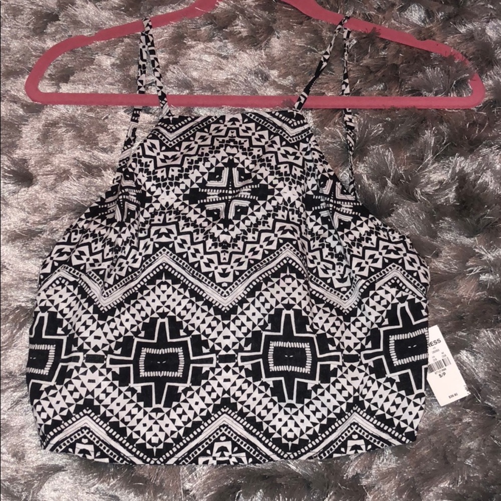 Express Aztec Print Tie-back Crop-Top